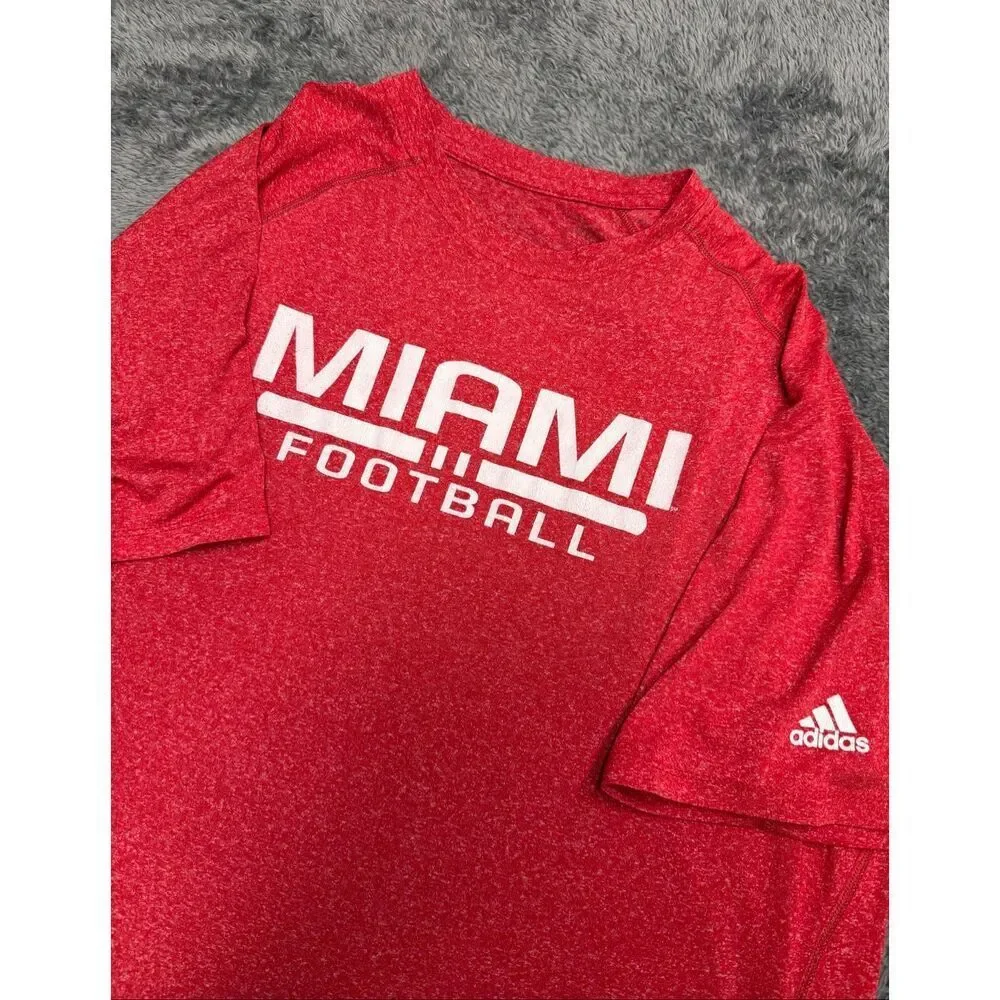 Adidas Miami of Ohio Football Red T-Shirt, Men’s XL